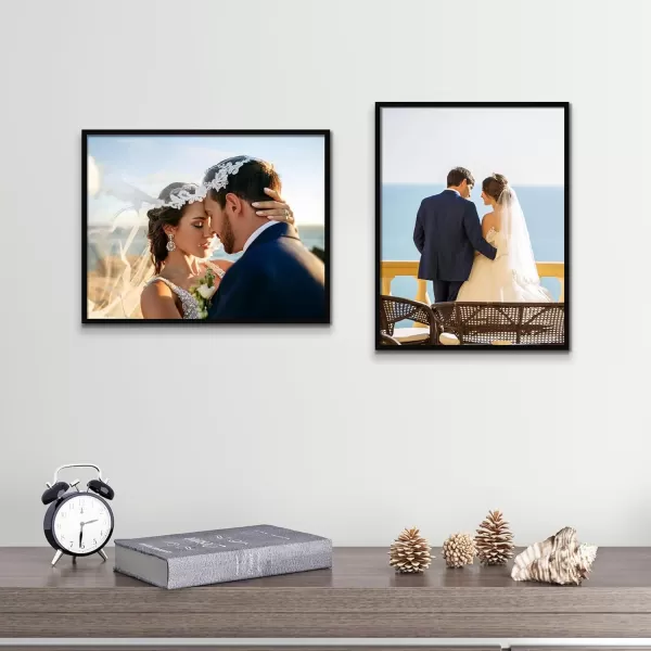 upsimples 8x10 Picture Frame Set of 3 Made of High Definition Glass for 8 x 10 Brown Frames Wall and Tabletop Display Thin Border Photo Frame for Home DcorBlack