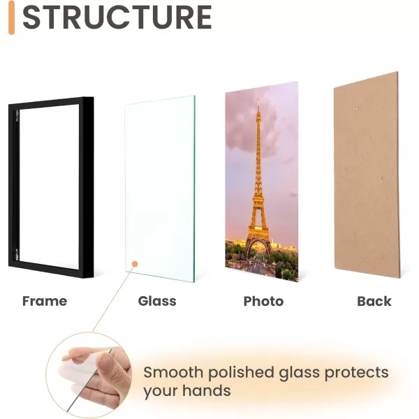 upsimples 8x10 Picture Frame Set of 3 Made of High Definition Glass for 8 x 10 Brown Frames Wall and Tabletop Display Thin Border Photo Frame for Home DcorBlack