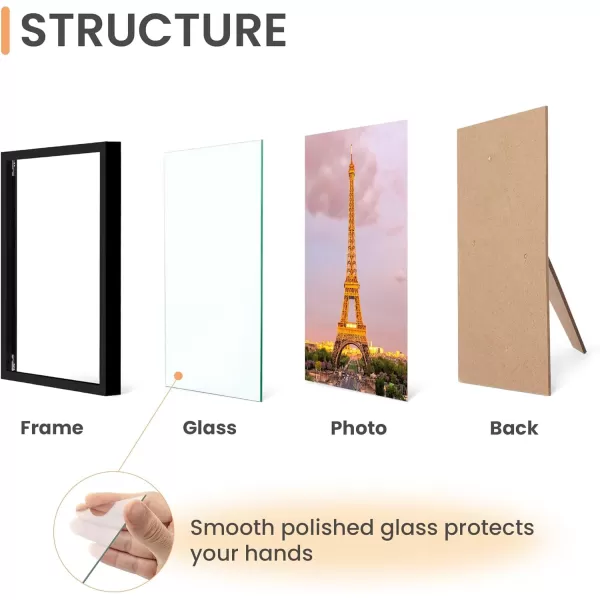 upsimples 8x10 Picture Frame Set of 3 Made of High Definition Glass for 8 x 10 Brown Frames Wall and Tabletop Display Thin Border Photo Frame for Home DcorBlack