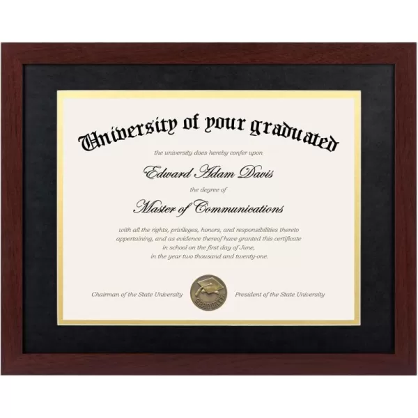 upsimples 11x14 Diploma Frame Certificate Degree Document Frame with High Definition Glass 2 Pack Diploma Frames 85 x 11 with mat for Wall and Tabletop Mahogany Double MatMahogany