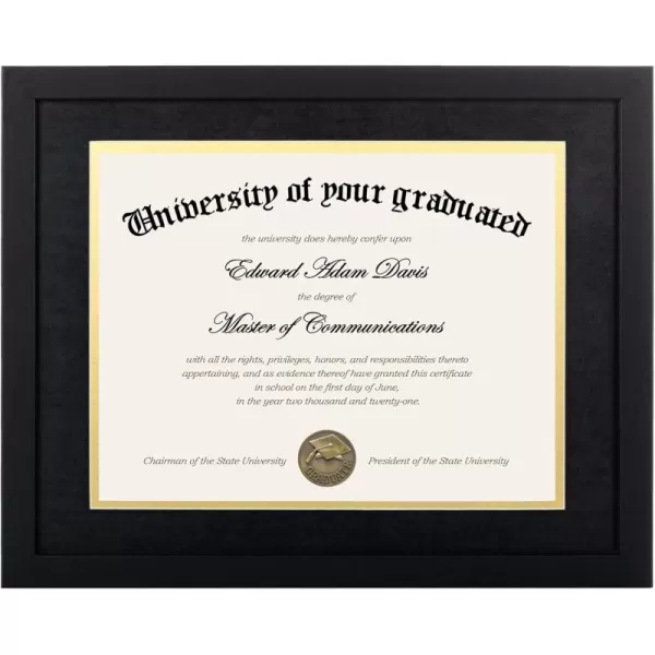 upsimples 11x14 Diploma Frame Certificate Degree Document Frame with High Definition Glass 2 Pack Diploma Frames 85 x 11 with mat for Wall and Tabletop Mahogany Double MatBlack