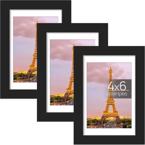 upsimples 11x14 Picture Frame Set of 3 Made of High Definition Glass for 8x10 with Mat or 11x14 Without Mat Wall and Tabletop Display Photo Frames BrownBlack