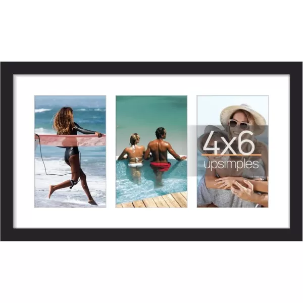 upsimples 11x15 Picture Frame Display Pictures 5 4x6 with Mat or 11x15 Without Mat Wall Hanging 5 4x6 Picture Frame Collage Wall Decor Black 1 PackBlack