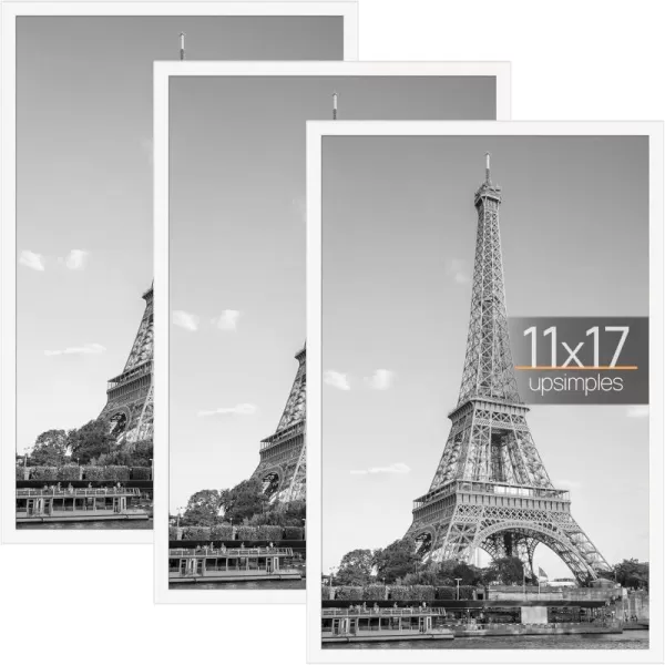 upsimples 18x24 Frame Natural 3 Pack Poster Frames 18 x 24 for Horizontal or Vertical Wall Mounting ScratchProof Wall Gallery Photo FrameWhite