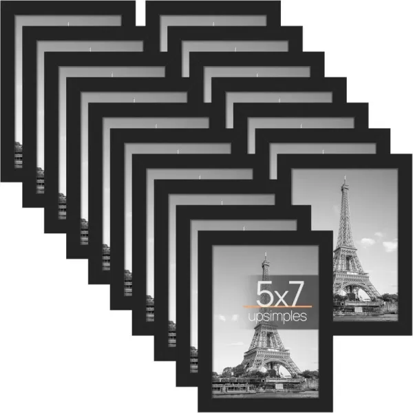 upsimples 5x7 Picture Frame with Real GlassBulk Photo Frames for Wall or Tabletop DisplaySet of 17WhiteBlack