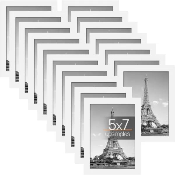 upsimples 5x7 Picture Frame with Real GlassBulk Photo Frames for Wall or Tabletop DisplaySet of 17WhiteWhite