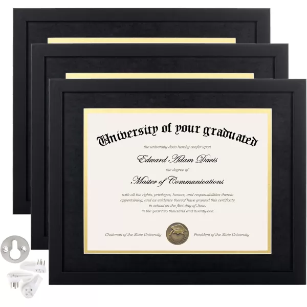 upsimples 11x14 Diploma Frame Certificate Degree Document Frame with High Definition Glass 2 Pack Diploma Frames 85 x 11 with mat for Wall and Tabletop Mahogany Double MatBlack