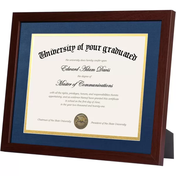 upsimples 11x14 Diploma Frame Certificate Degree Document Frame with High Definition Glass 2 Pack Diploma Frames 85 x 11 with mat for Wall and Tabletop Mahogany Double MatMahogany Blue