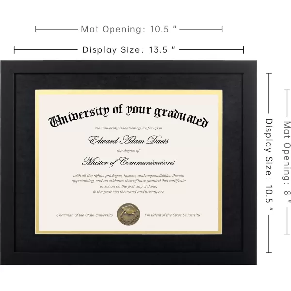 upsimples 11x14 Diploma Frame Certificate Degree Document Frame with High Definition Glass 2 Pack Diploma Frames 85 x 11 with mat for Wall and Tabletop Mahogany Double MatBlack