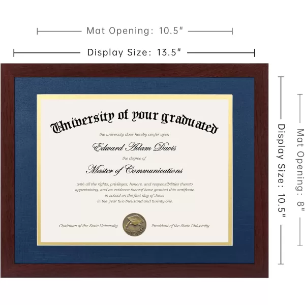 upsimples 11x14 Diploma Frame Certificate Degree Document Frame with High Definition Glass 2 Pack Diploma Frames 85 x 11 with mat for Wall and Tabletop Mahogany Double MatMahogany Blue