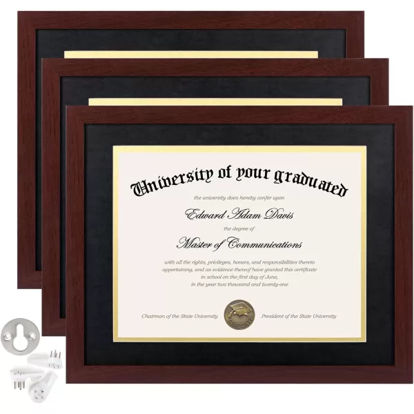 upsimples 11x14 Diploma Frame Certificate Degree Document Frame with High Definition Glass 2 Pack Diploma Frames 85 x 11 with mat for Wall and Tabletop Mahogany Double MatMahogany