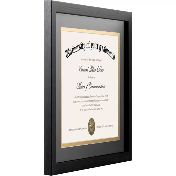 upsimples 11x14 Diploma Frame Certificate Degree Document Frame with High Definition Glass 2 Pack Diploma Frames 85 x 11 with mat for Wall and Tabletop Mahogany Double MatBlack