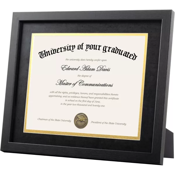 upsimples 11x14 Diploma Frame Certificate Degree Document Frame with High Definition Glass 2 Pack Diploma Frames 85 x 11 with mat for Wall and Tabletop Mahogany Double MatBlack