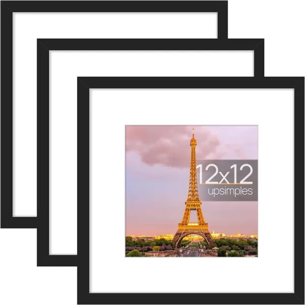 upsimples 11x14 Picture Frame Set of 3 Made of High Definition Glass for 8x10 with Mat or 11x14 Without Mat Wall and Tabletop Display Photo Frames BrownBlack