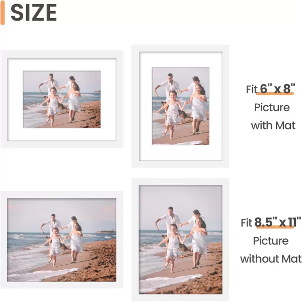 upsimples 11x14 Picture Frame Set of 3 Made of High Definition Glass for 8x10 with Mat or 11x14 Without Mat Wall and Tabletop Display Photo Frames BrownWhite