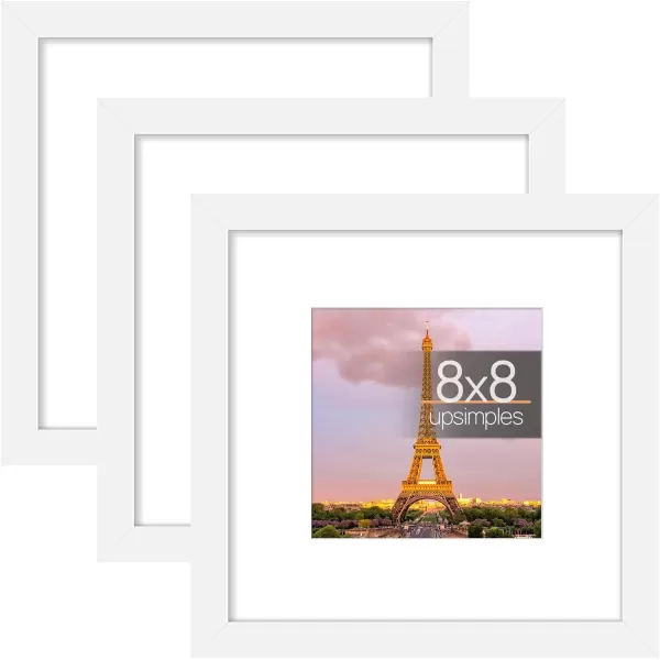 upsimples 11x14 Picture Frame Set of 3 Made of High Definition Glass for 8x10 with Mat or 11x14 Without Mat Wall and Tabletop Display Photo Frames BrownWhite