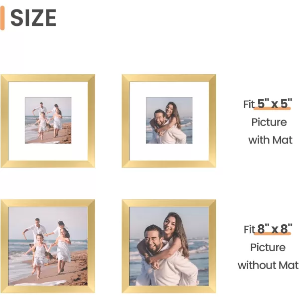 upsimples 11x14 Picture Frame Set of 3 Made of High Definition Glass for 8x10 with Mat or 11x14 Without Mat Wall and Tabletop Display Photo Frames BrownGold