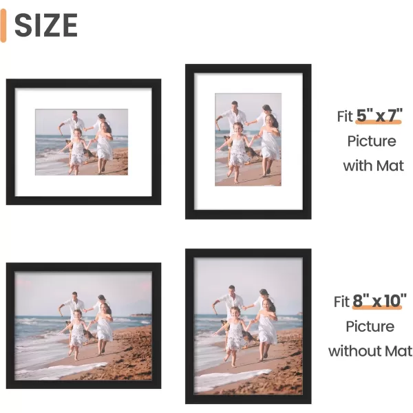 upsimples 11x14 Picture Frame Set of 3 Made of High Definition Glass for 8x10 with Mat or 11x14 Without Mat Wall and Tabletop Display Photo Frames BrownBlack