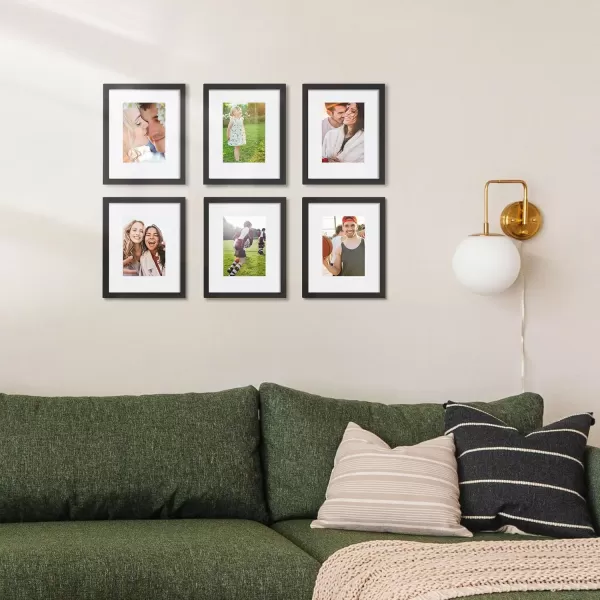 upsimples 11x14 Picture Frame Set of 3 Made of High Definition Glass for 8x10 with Mat or 11x14 Without Mat Wall and Tabletop Display Photo Frames BrownBlack