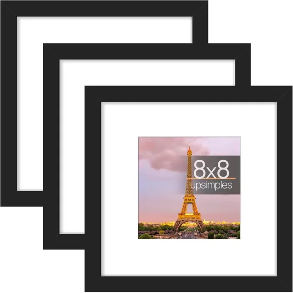 upsimples 11x14 Picture Frame Set of 3 Made of High Definition Glass for 8x10 with Mat or 11x14 Without Mat Wall and Tabletop Display Photo Frames BrownBlack