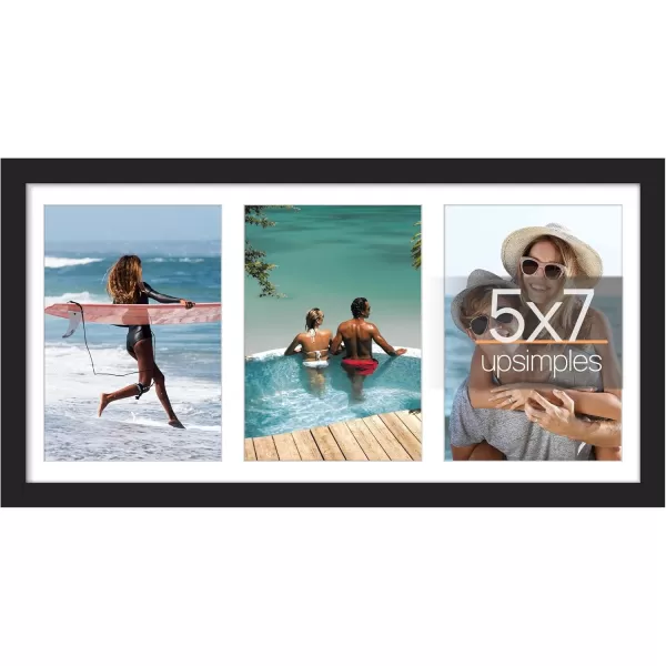 upsimples 11x15 Picture Frame Display Pictures 5 4x6 with Mat or 11x15 Without Mat Wall Hanging 5 4x6 Picture Frame Collage Wall Decor Black 1 PackBlack