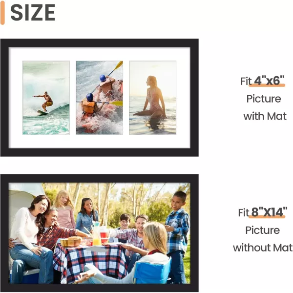 upsimples 11x15 Picture Frame Display Pictures 5 4x6 with Mat or 11x15 Without Mat Wall Hanging 5 4x6 Picture Frame Collage Wall Decor Black 1 PackBlack