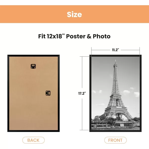 upsimples 18x24 Frame Natural 3 Pack Poster Frames 18 x 24 for Horizontal or Vertical Wall Mounting ScratchProof Wall Gallery Photo FrameBlack