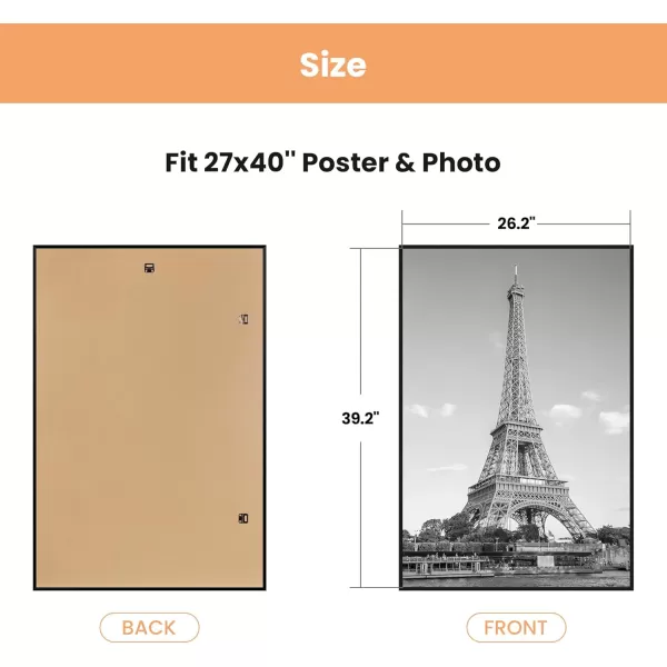 upsimples 18x24 Frame Natural 3 Pack Poster Frames 18 x 24 for Horizontal or Vertical Wall Mounting ScratchProof Wall Gallery Photo FrameBlack