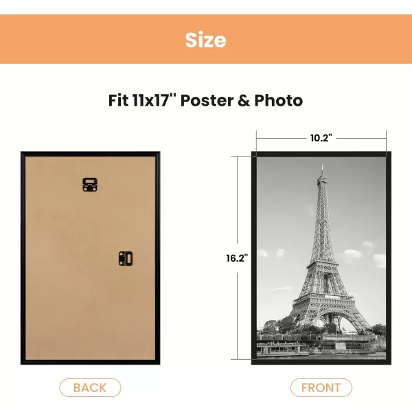 upsimples 18x24 Frame Natural 3 Pack Poster Frames 18 x 24 for Horizontal or Vertical Wall Mounting ScratchProof Wall Gallery Photo FrameBlack