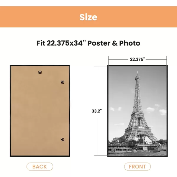 upsimples 18x24 Frame Natural 3 Pack Poster Frames 18 x 24 for Horizontal or Vertical Wall Mounting ScratchProof Wall Gallery Photo FrameBlack