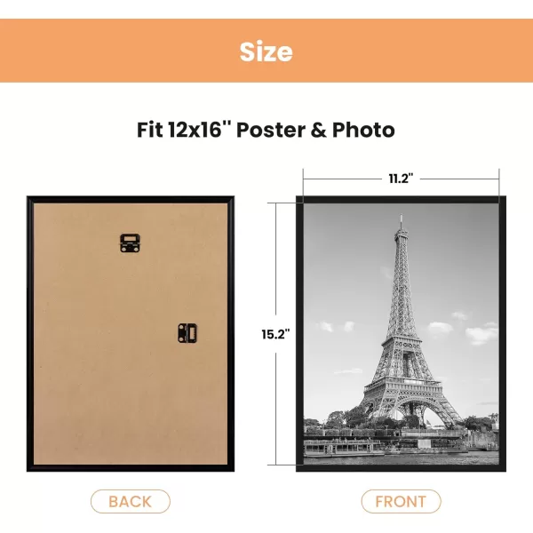 upsimples 18x24 Frame Natural 3 Pack Poster Frames 18 x 24 for Horizontal or Vertical Wall Mounting ScratchProof Wall Gallery Photo FrameBlack