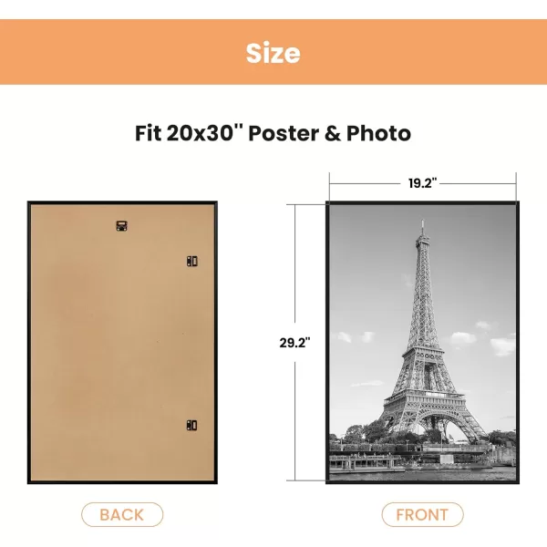 upsimples 18x24 Frame Natural 3 Pack Poster Frames 18 x 24 for Horizontal or Vertical Wall Mounting ScratchProof Wall Gallery Photo FrameBlack