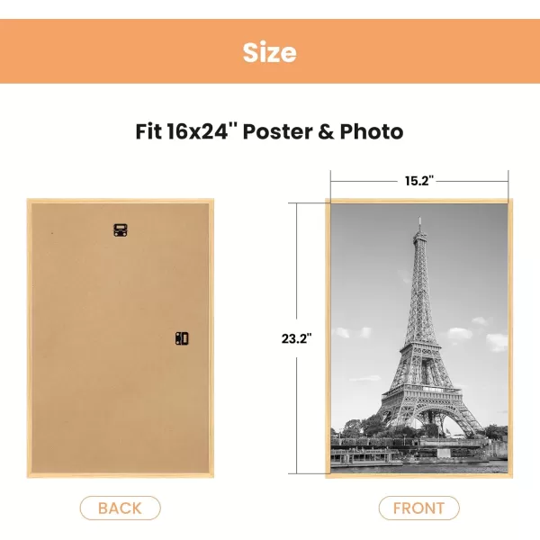 upsimples 18x24 Frame Natural 3 Pack Poster Frames 18 x 24 for Horizontal or Vertical Wall Mounting ScratchProof Wall Gallery Photo FrameNatural