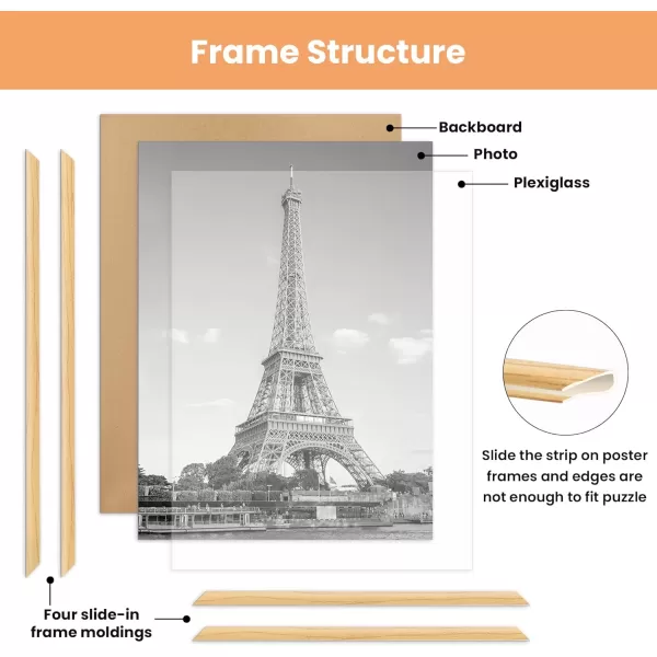 upsimples 18x24 Frame Natural 3 Pack Poster Frames 18 x 24 for Horizontal or Vertical Wall Mounting ScratchProof Wall Gallery Photo FrameNatural