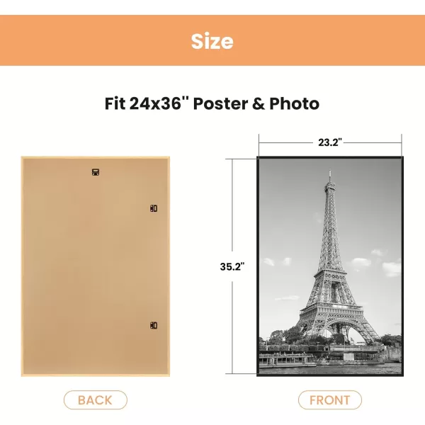 upsimples 18x24 Frame Natural 3 Pack Poster Frames 18 x 24 for Horizontal or Vertical Wall Mounting ScratchProof Wall Gallery Photo FrameNatural