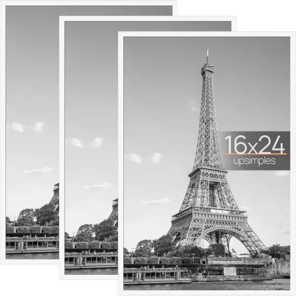 upsimples 18x24 Frame Natural 3 Pack Poster Frames 18 x 24 for Horizontal or Vertical Wall Mounting ScratchProof Wall Gallery Photo FrameWhite