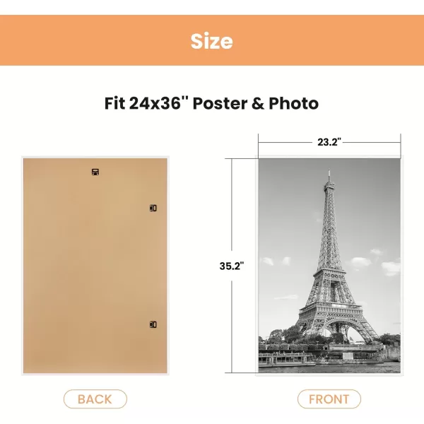 upsimples 18x24 Frame Natural 3 Pack Poster Frames 18 x 24 for Horizontal or Vertical Wall Mounting ScratchProof Wall Gallery Photo FrameWhite