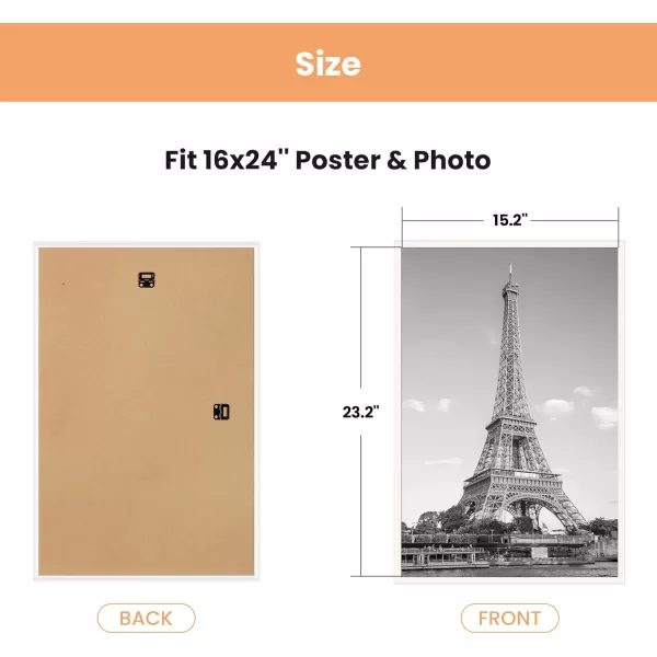 upsimples 18x24 Frame Natural 3 Pack Poster Frames 18 x 24 for Horizontal or Vertical Wall Mounting ScratchProof Wall Gallery Photo FrameWhite