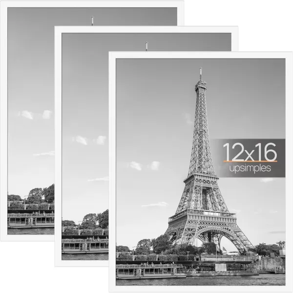 upsimples 18x24 Frame Natural 3 Pack Poster Frames 18 x 24 for Horizontal or Vertical Wall Mounting ScratchProof Wall Gallery Photo FrameWhite