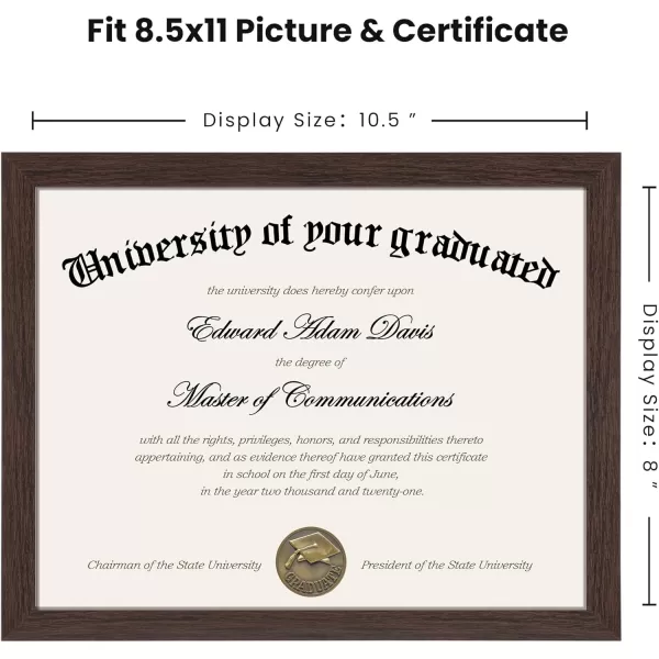 upsimples 85x11 Certificate Document Frame with Clear Plexiglass 1 Pack Diploma Frame BrownBrown