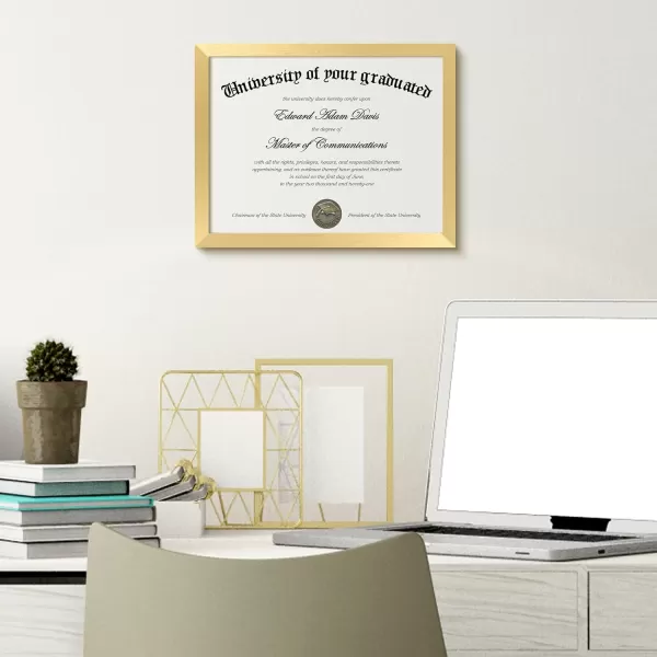 upsimples 85x11 Certificate Document Frame with Clear Plexiglass 1 Pack Diploma Frame BrownGold