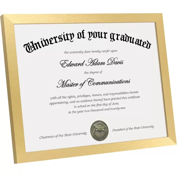 upsimples 85x11 Certificate Document Frame with Clear Plexiglass 1 Pack Diploma Frame BrownGold