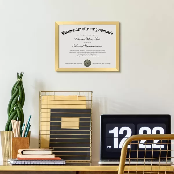 upsimples 85x11 Certificate Document Frame with Clear Plexiglass 1 Pack Diploma Frame BrownGold