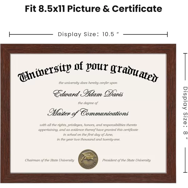 upsimples 85x11 Certificate Document Frame with Clear Plexiglass 1 Pack Diploma Frame BrownMahogany