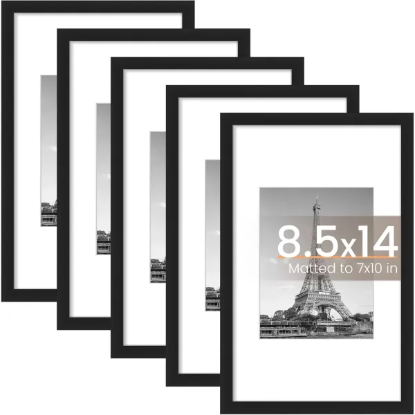 upsimples 8x10 Picture Frame Set of 5 Display Pictures 5x7 with Mat or 8x10 Without Mat Wall Gallery Photo Frames BrownBlack