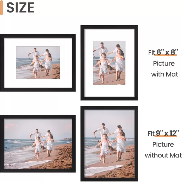 upsimples 8x10 Picture Frame Set of 5 Display Pictures 5x7 with Mat or 8x10 Without Mat Wall Gallery Photo Frames BrownBlack