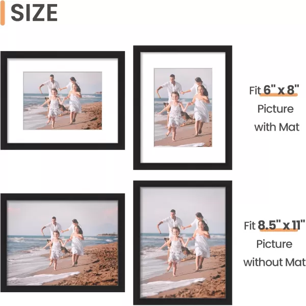 upsimples 8x10 Picture Frame Set of 5 Display Pictures 5x7 with Mat or 8x10 Without Mat Wall Gallery Photo Frames BrownBlack