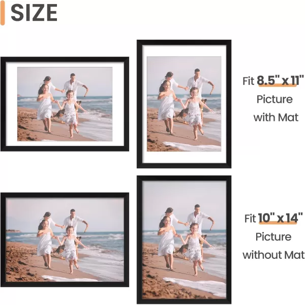 upsimples 8x10 Picture Frame Set of 5 Display Pictures 5x7 with Mat or 8x10 Without Mat Wall Gallery Photo Frames BrownBlack