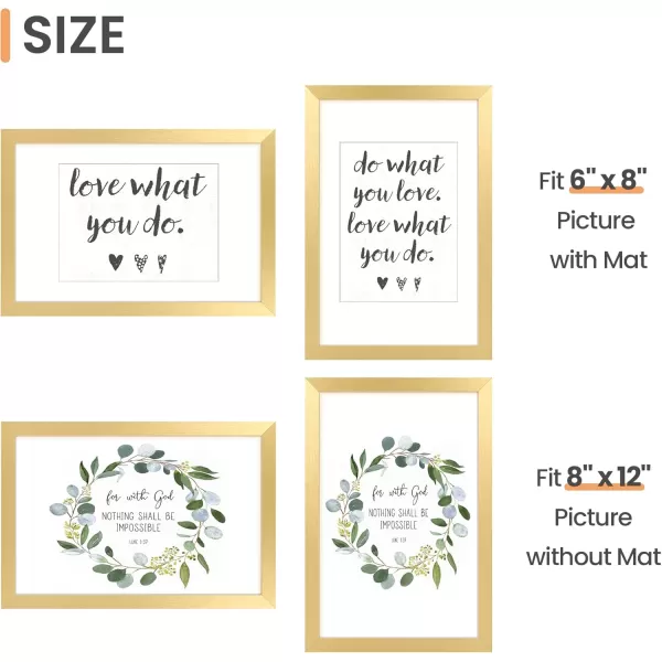 upsimples 8x10 Picture Frame Set of 5 Display Pictures 5x7 with Mat or 8x10 Without Mat Wall Gallery Photo Frames BrownGold