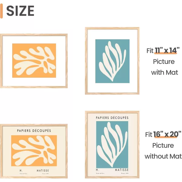 upsimples 8x10 Picture Frame Set of 5 Display Pictures 5x7 with Mat or 8x10 Without Mat Wall Gallery Photo Frames BrownNatural